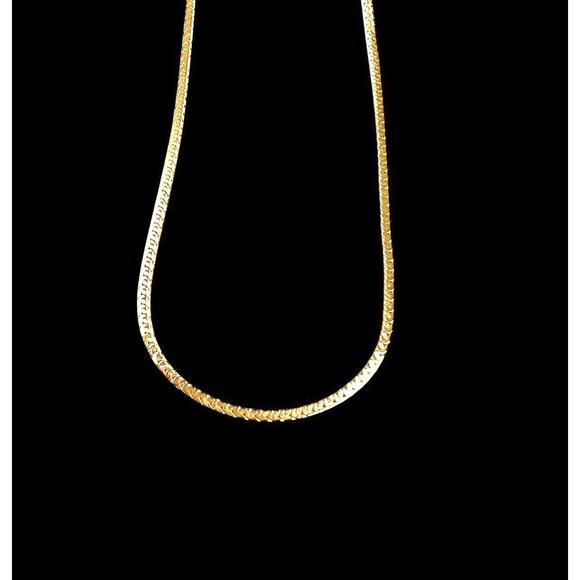 Monet Necklaces Lot 2 Gold Tone Shiny Flat Chains 16 And 20 Inch Signed - Picture 5 of 11